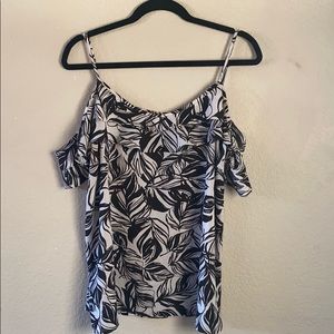 Black and white patterned blouse
